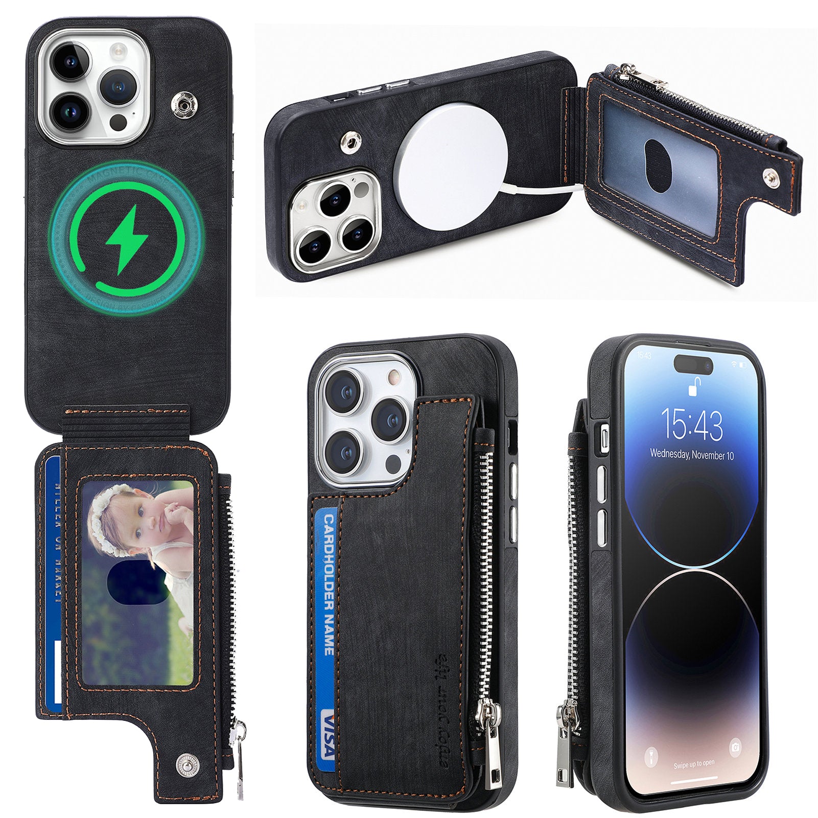 For iPhone 14 Pro Max Magnetic Phone Case Anti-Scratch PU Leather TPU Shell Wallet Kickstand Phone Cover For iPhone 14 Pro Max Magnetic Phone Case Anti-Scratch PU Leather TPU Shell Wallet Kickstand Phone Cover